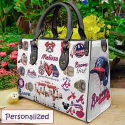 Atlanta Braves Black Leather Bag Rze1