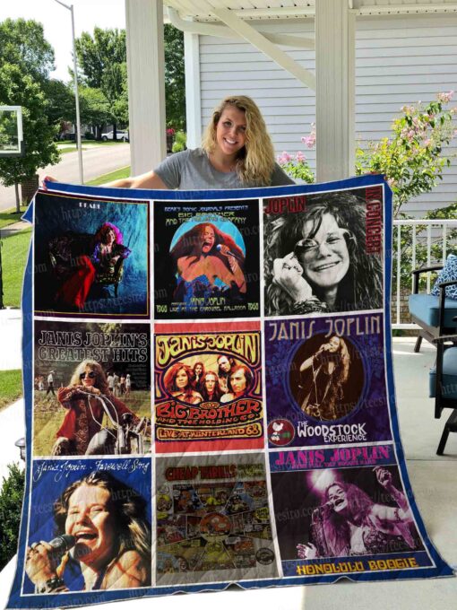 Janis Joplin Quilt Blanket Rze1