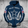 Dallas Cowboys 3 Hoodie Zip Hoodie 3D B20