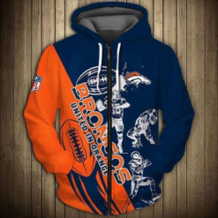 Denver Broncos 1 Zip Hoodie 3D B23