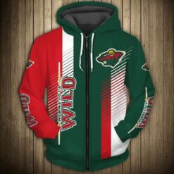 Minnesota Wild 3 Zip Hoodie 3D Rze1