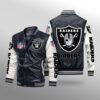 Las Vegas Raiders Leather Baseball Jacket Rze1