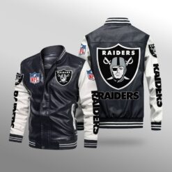 Las Vegas Raiders Leather Baseball Jacket B23