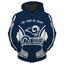 Los Angeles Rams Zip Hoodie 3D Rze1