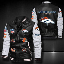 Denver Broncos 1a Leather Baseball Jacket B23