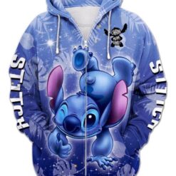 Stitch Lover Cute Zip Hoodie 3D Rze1