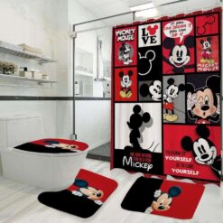 Mickey Mouse Bathroom Shower Curtain Toilet Seat Cover & Rugs Set CCHU B19