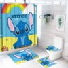 Stitch 1 Bathroom Shower Curtain Toilet Seat Cover & Rugs Set Rze1