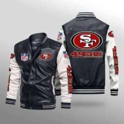 San Francisco 49ers 1g Leather Baseball Jacket Rze1