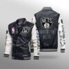 Booklyn Nets Leather Baseball Jacket B23