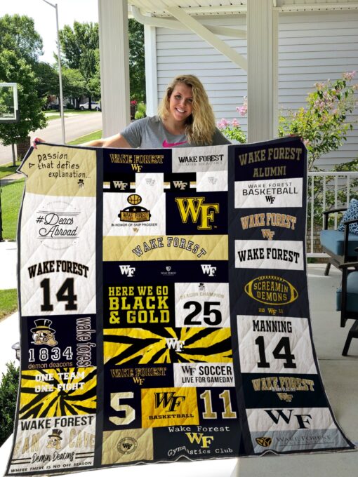 Wake Forest Demon WF Blanket Quilt Rze2