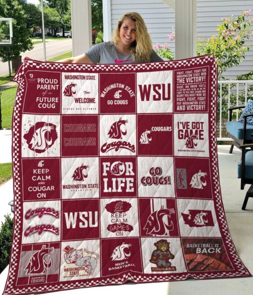 Washington State Cougars Blanket Quilt Rze2