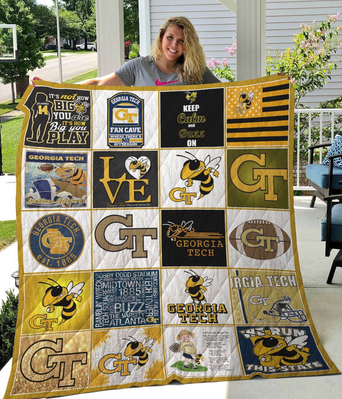 Georgia Tech Yellow Jackets Blanket Quilt Rze2