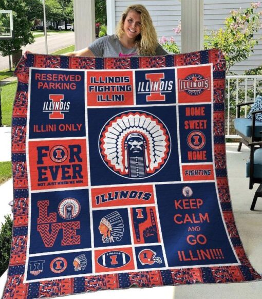 illinois fighting illini quilt blanket