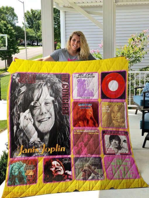 Janis Joplin 3 Quilt Blanket Rze1