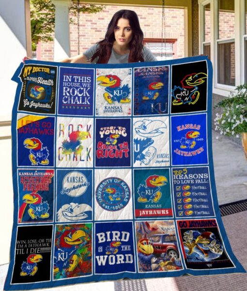 Kansas Jayhawks Blanket Quilt Rze2