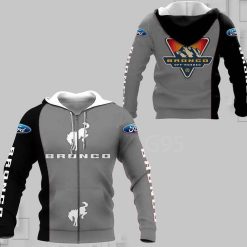 Ford Bronco Zip Hoodie 3d Grey B22