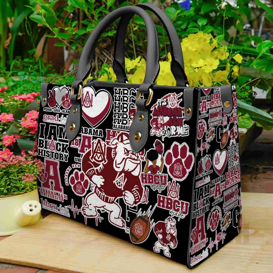 Alabama A&M Bulldogs 3 Leather HandBag B22