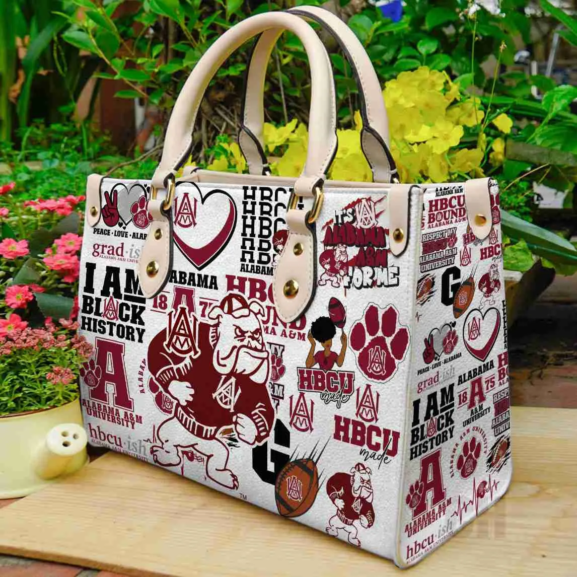 Alabama A&M Bulldogs 4 Leather HandBag B22