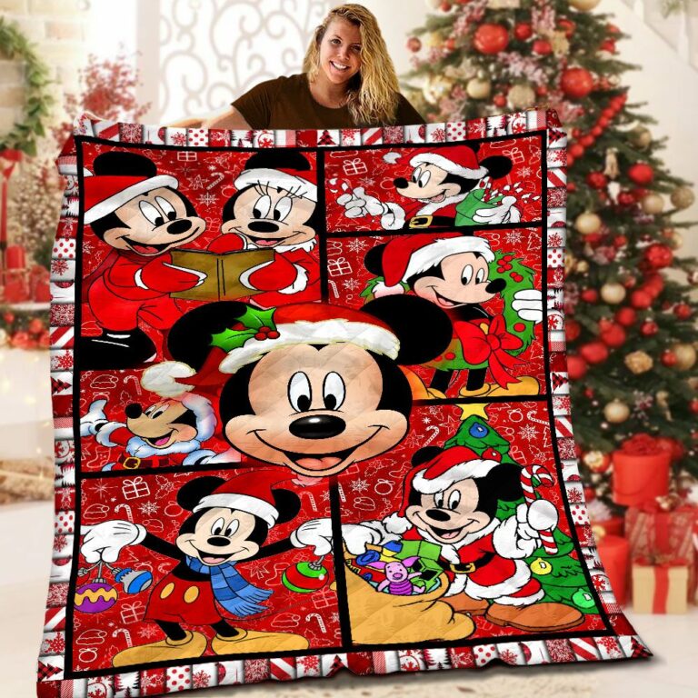 Mickey love Minnie Merry Christmas Blanket Quilt 08 B23