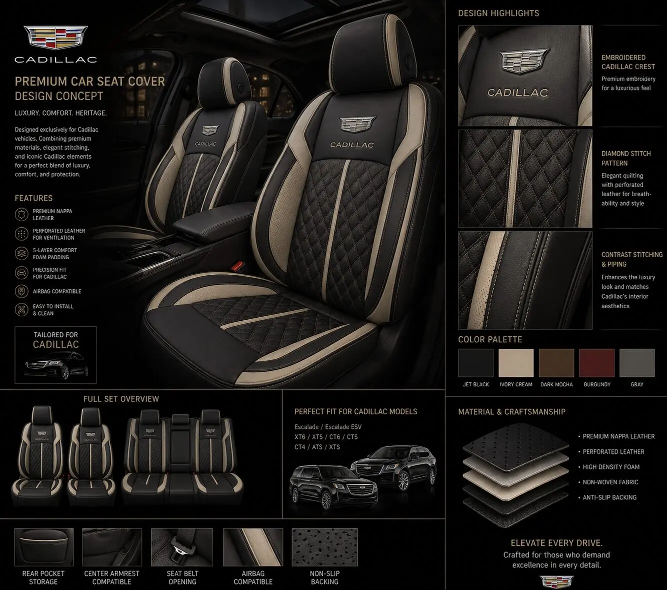 Cadillac  Car Seat Covers B21