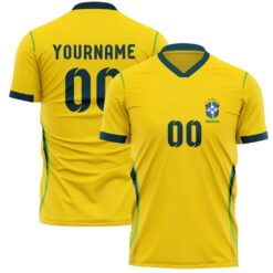 Alternative view of Brazil Custom Name Soccer Jersey Shirt and Air Force Shoes