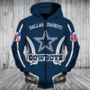 Dallas Cowboys 3 Zip Hoodie 3D