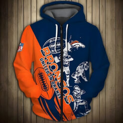 Denver Broncos 1 Zip Hoodie 3D