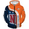 Denver Broncos 2 Zip Hoodie 3D
