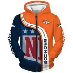 Denver Broncos 2 Zip Hoodie 3D