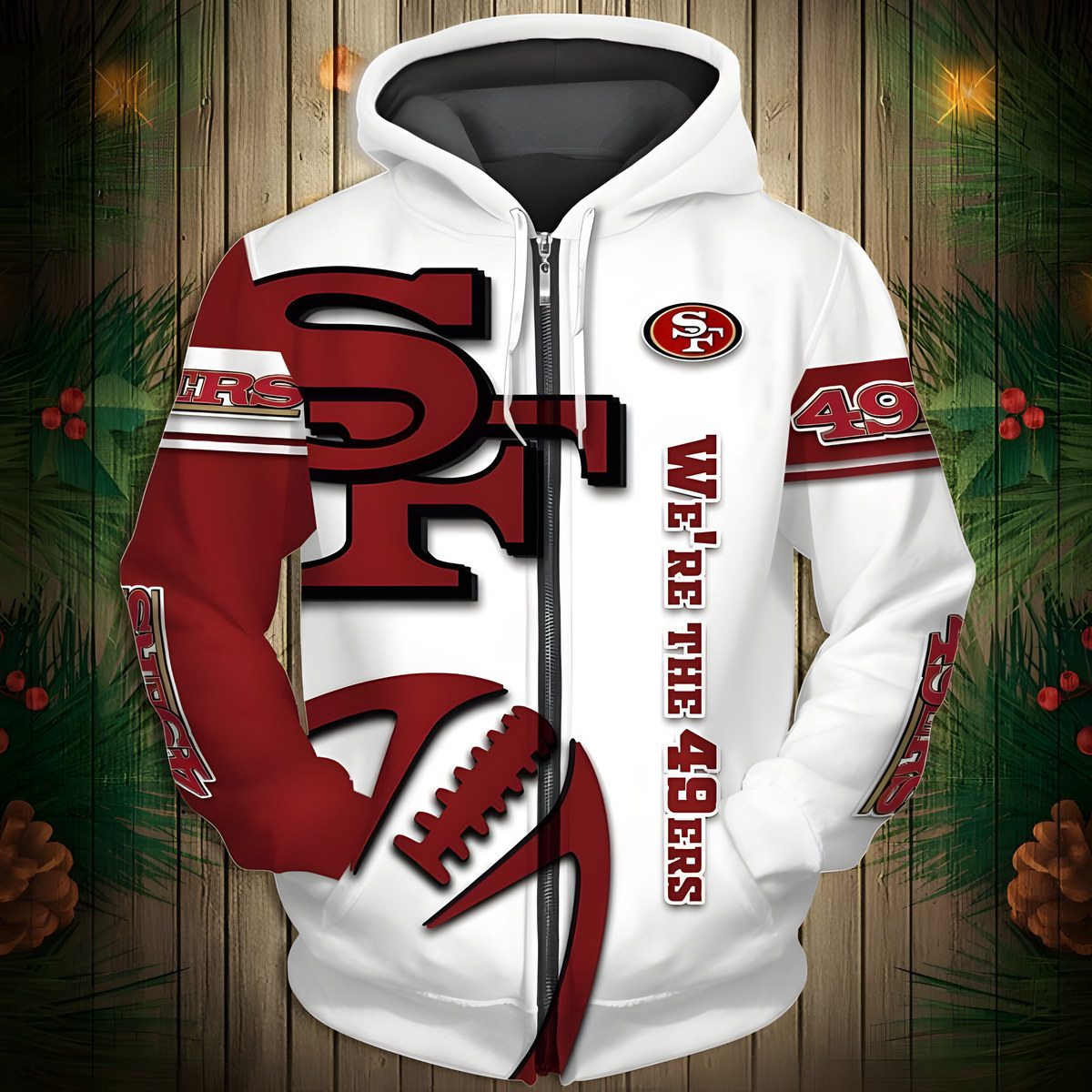 San Francisco 49Ers Zip Hoodie 3D