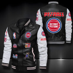 Detroit Pistons Leather Baseball Jacket