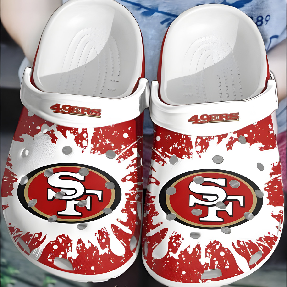 San Francisco 49Ers White Soft Clogs