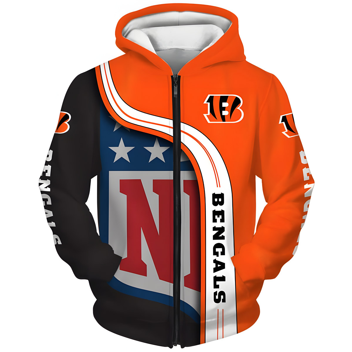Cincinnati Bengals 7 Zip Hoodie 3D