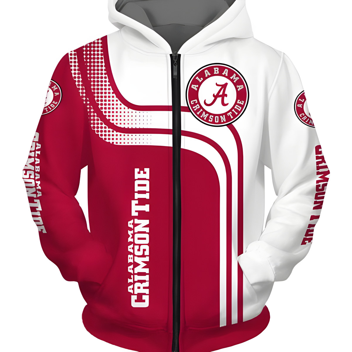 Alabama Crimson Tide Zip Hoodie 3D