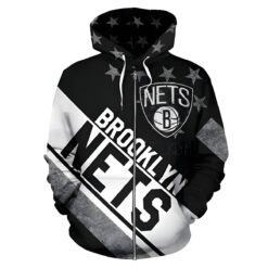 Booklyn Nets Zip Hoodie 3D