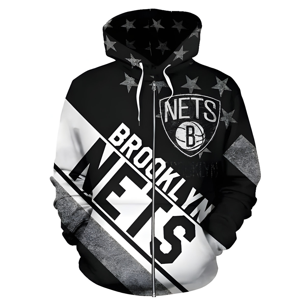 Booklyn Nets Zip Hoodie 3D
