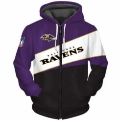Baltimore Ravens 1 Zip Hoodie 3D