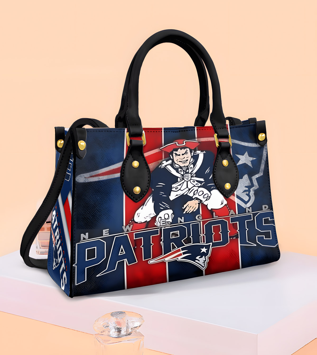 New England Patriots 1G White Leather Handbag