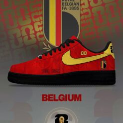 Alternative view of Belgium Custom Name Soccer Jersey Shirt and Air Force Shoes