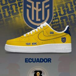 Alternative view of Ecuador Custom Name Soccer Jersey Shirt and Air Force Shoes
