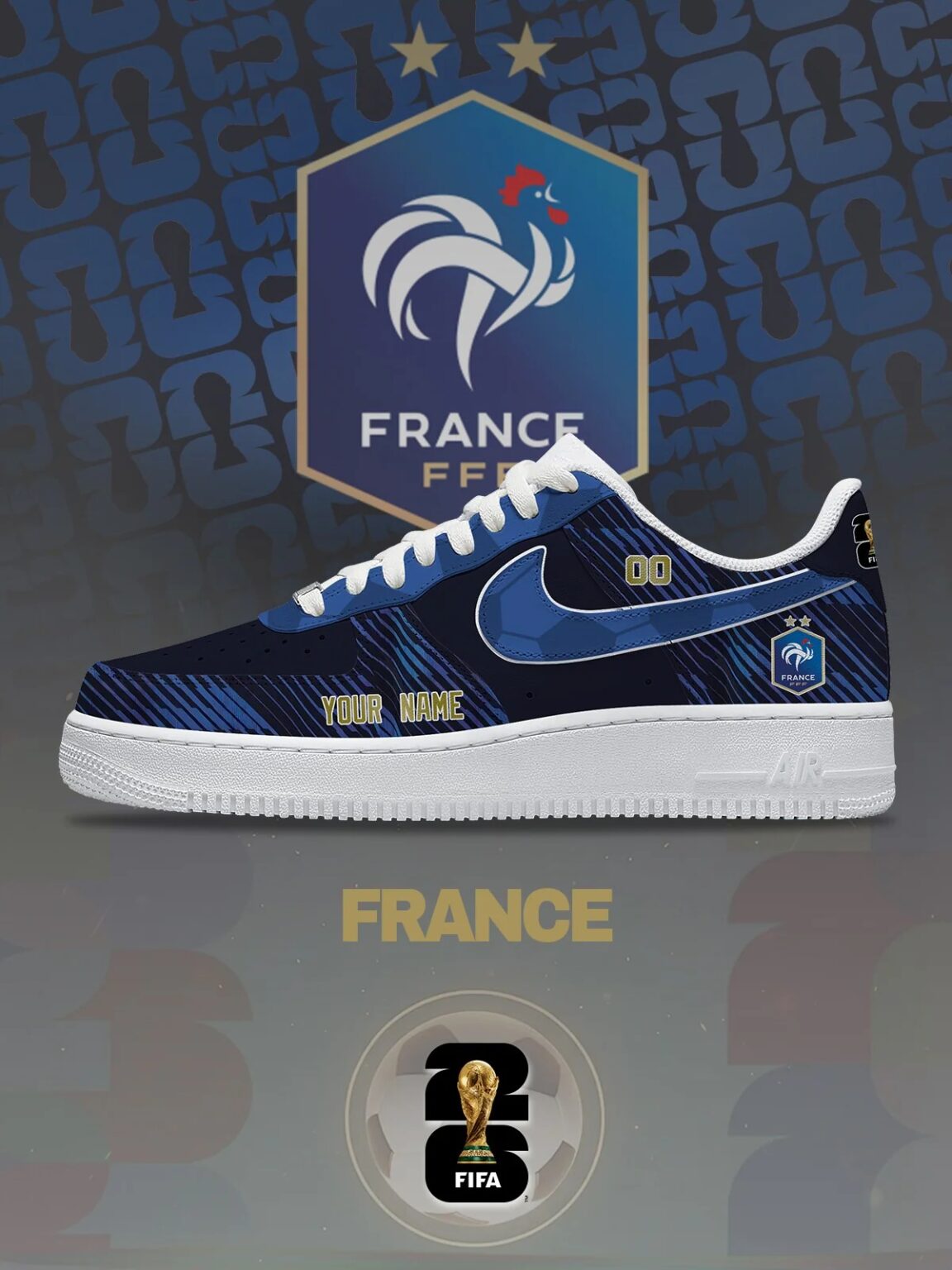 France Custom Name Soccer Jersey Shirt and Air Force Shoes 4 France Custom Name Soccer Jersey Shirt and Air Force Shoes – Image 4