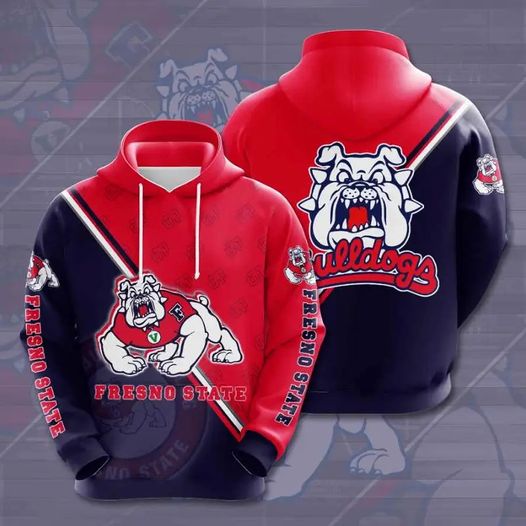 Fresno State Bulldogs Zip Hoodie 3D 1 Fresno State Bulldogs Zip Hoodie 3D