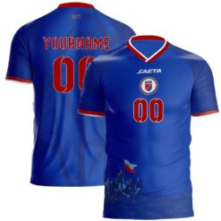Alternative view of Haiti Custom Name Soccer Jersey Shirt and Air Force Shoes