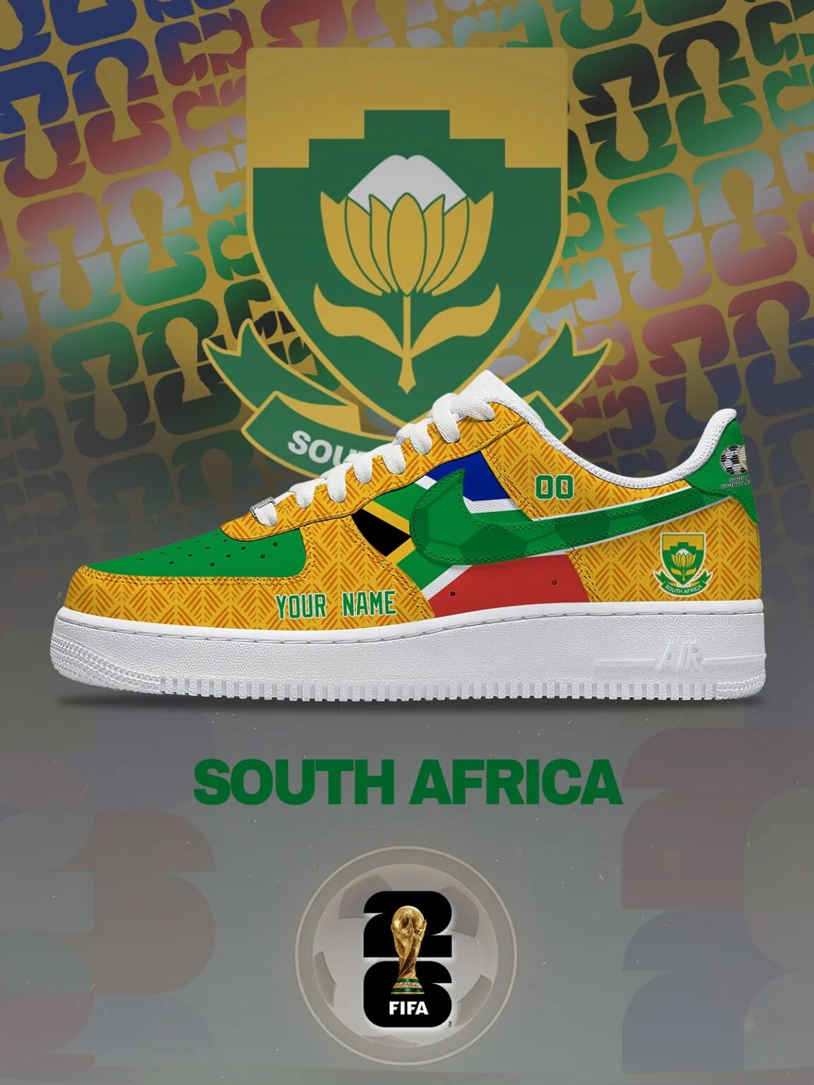 South Africa Custom Name Soccer Jersey Shirt and Air Force Shoes 5 South Africa Custom Name Soccer Jersey Shirt and Air Force Shoes - Imagen 5