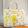 Tweety Bird Custom Name Leather Handbag