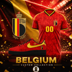 Belgium Custom Name Soccer Jersey Shirt and Air Force Shoes