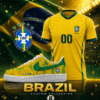 Brazil Custom Name Soccer Jersey Shirt and Air Force Shoes