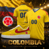 Colombia Custom Name Soccer Jersey Shirt and Air Force Shoes