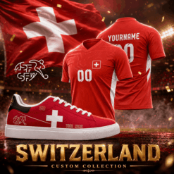 Switzerland Custom Name Soccer Jersey Shirt and Stan Shoes